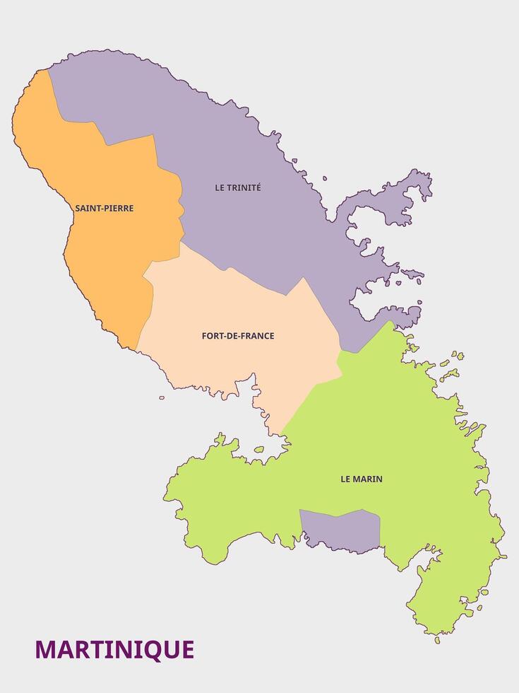 Martinique Map Administrative Regions vector