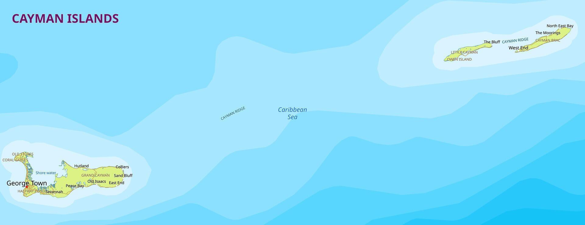 Map of the Cayman Islands in the Caribbean Sea vector