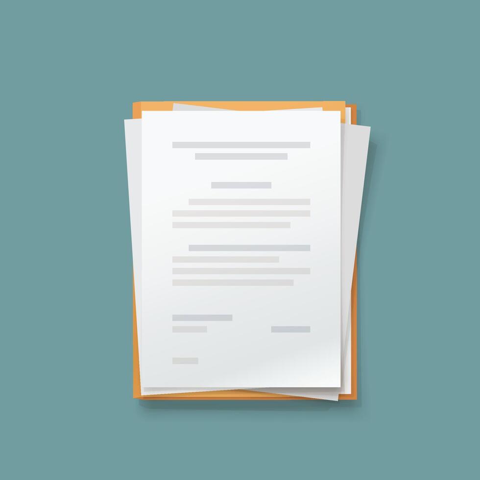 a paper documents in stack on folder vector