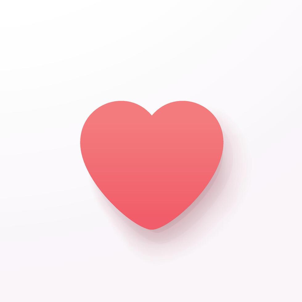 red heart with shadow on white back vector