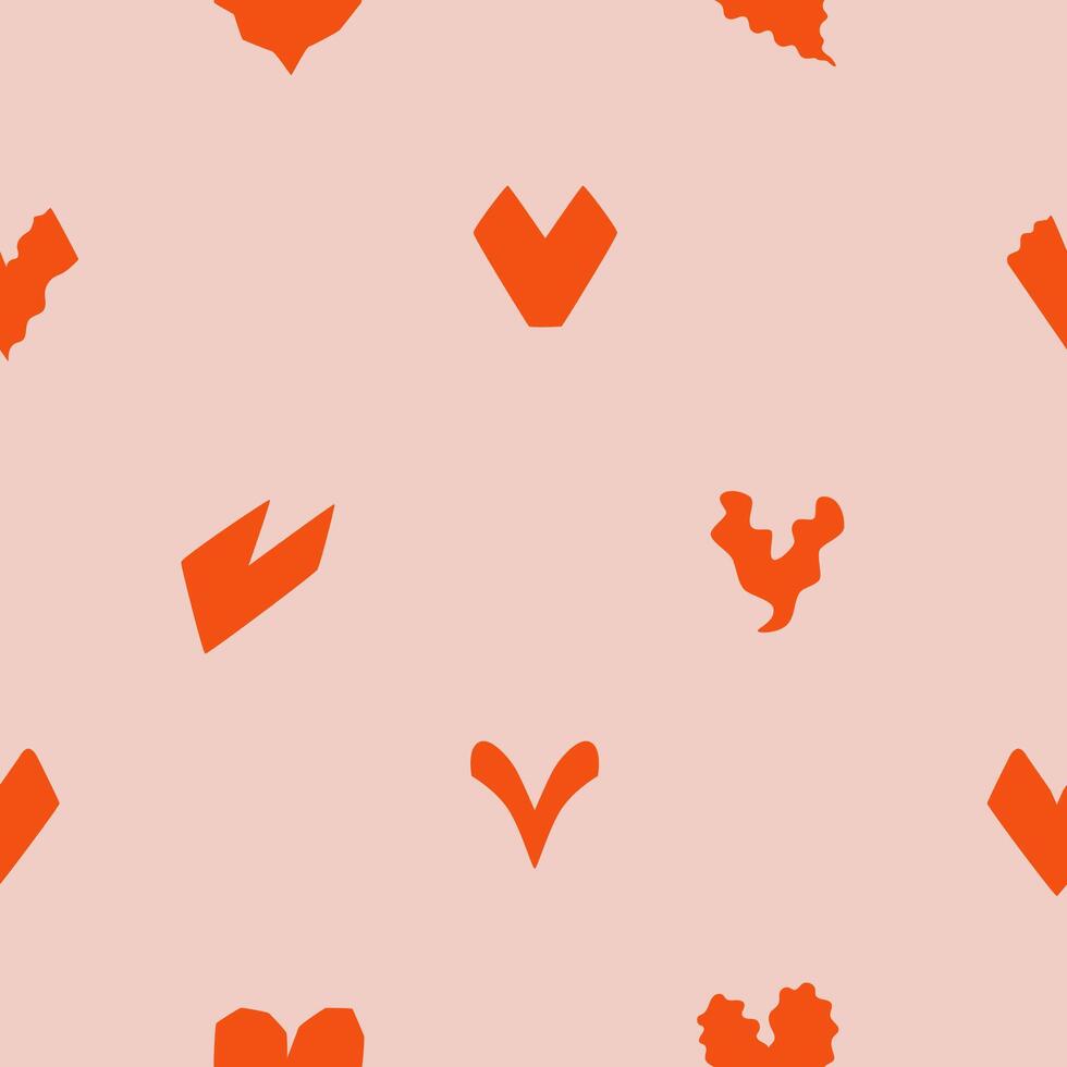 Pink and red quirkly heart seamless pattern. illustration template for Valentines Day. Love design for fabric, wrapping paper, gift box. vector