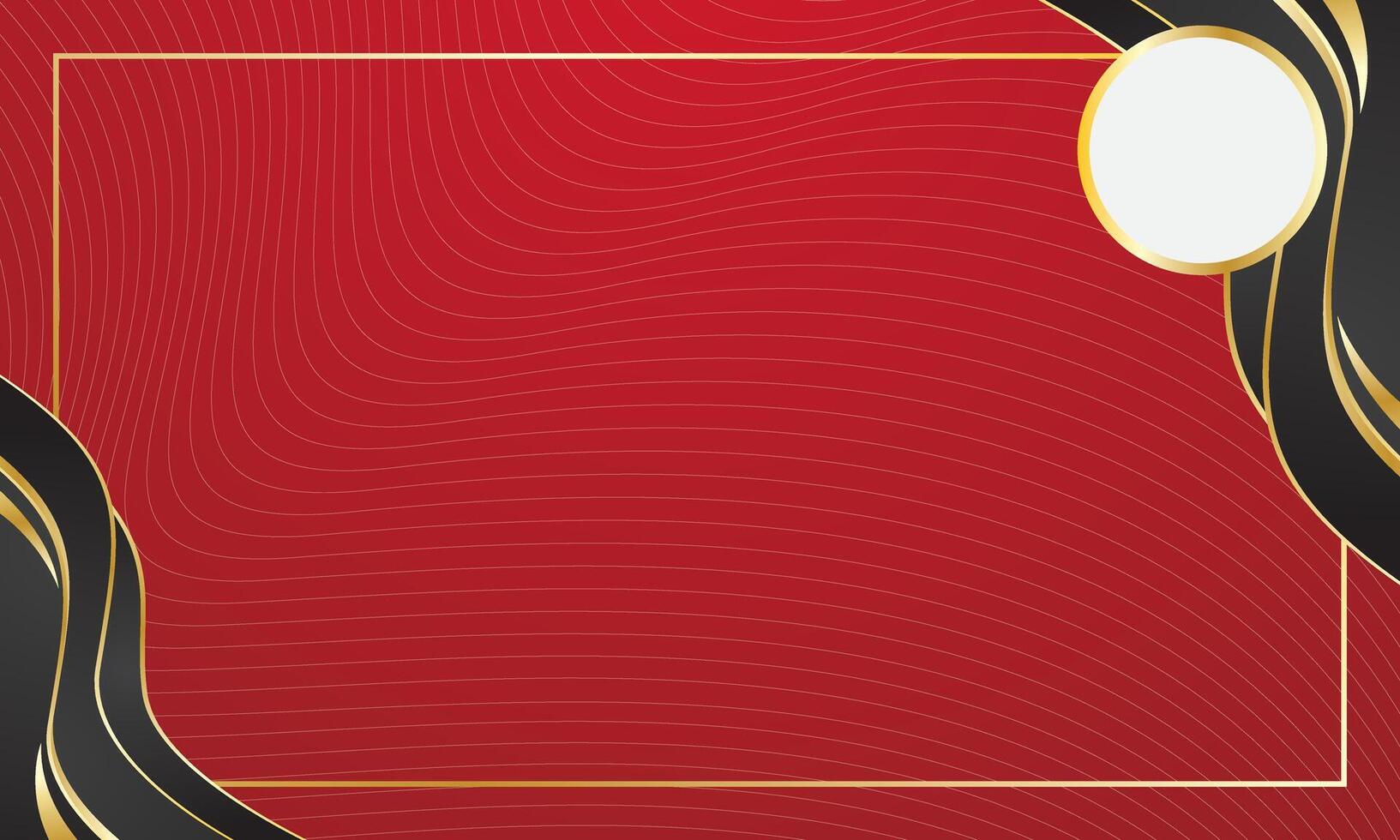 Luxury red certificate background with abstract black gold waves vector