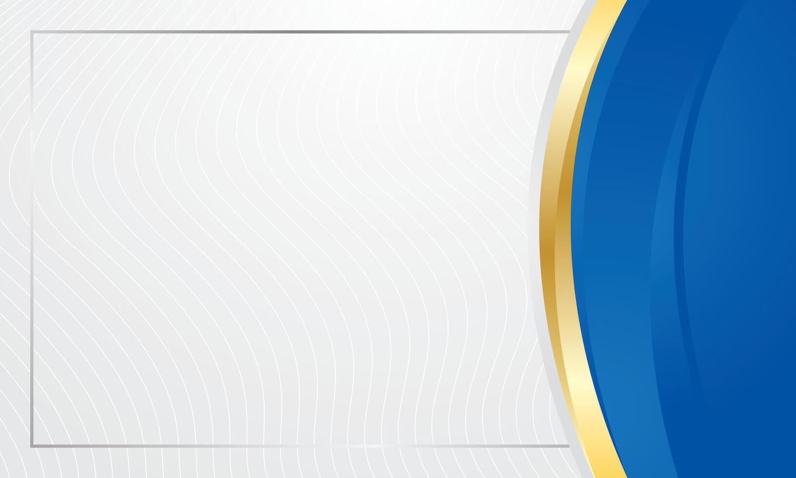 Blue gold gradient abstract curve corner border for certificate background vector