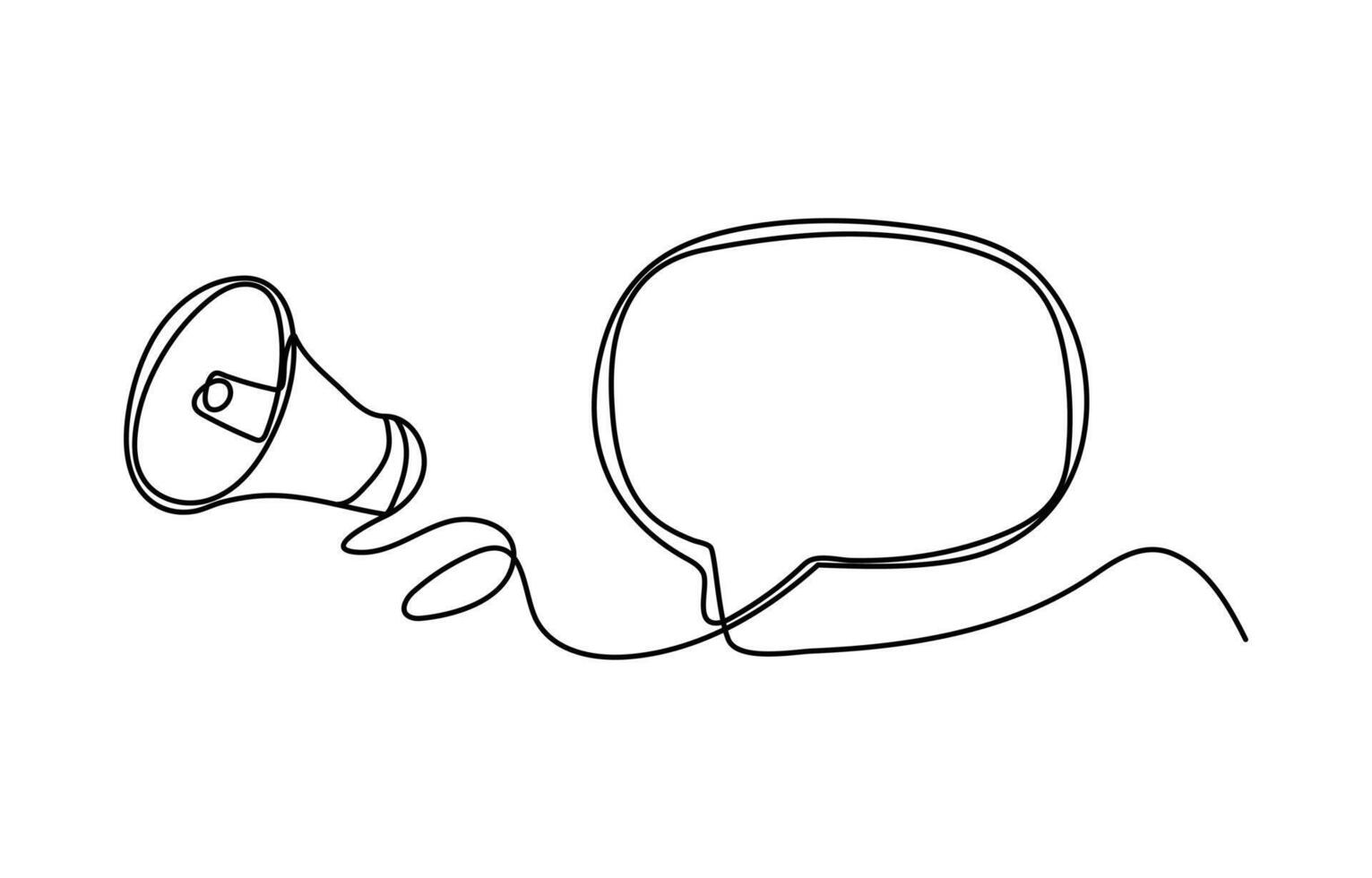 Single continuous line drawing of hand with speaker icon for business event sale or job promotion vector