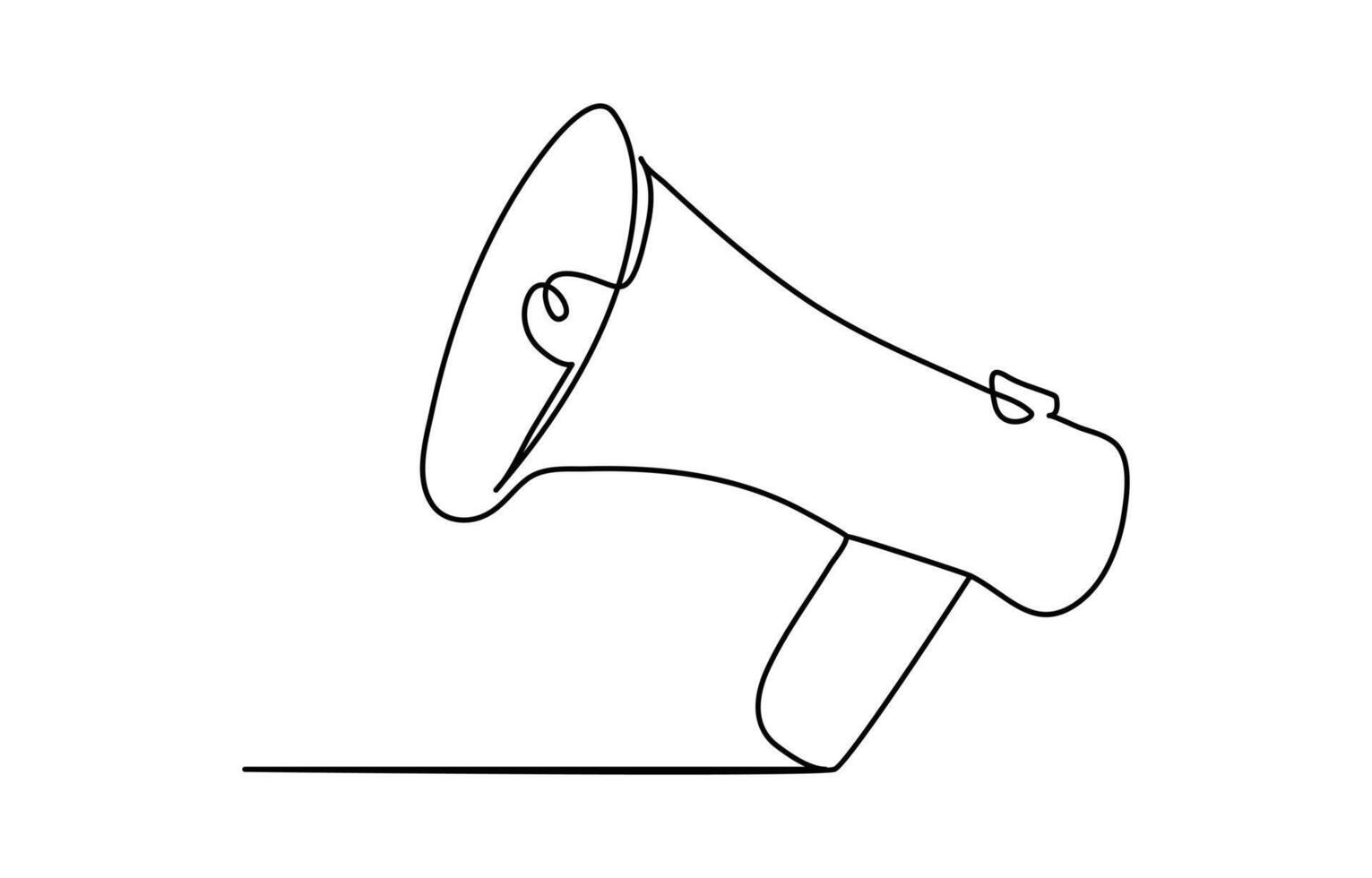 Minimalist line art of person holding loudspeaker symbolizing public speaking announcement or sale vector
