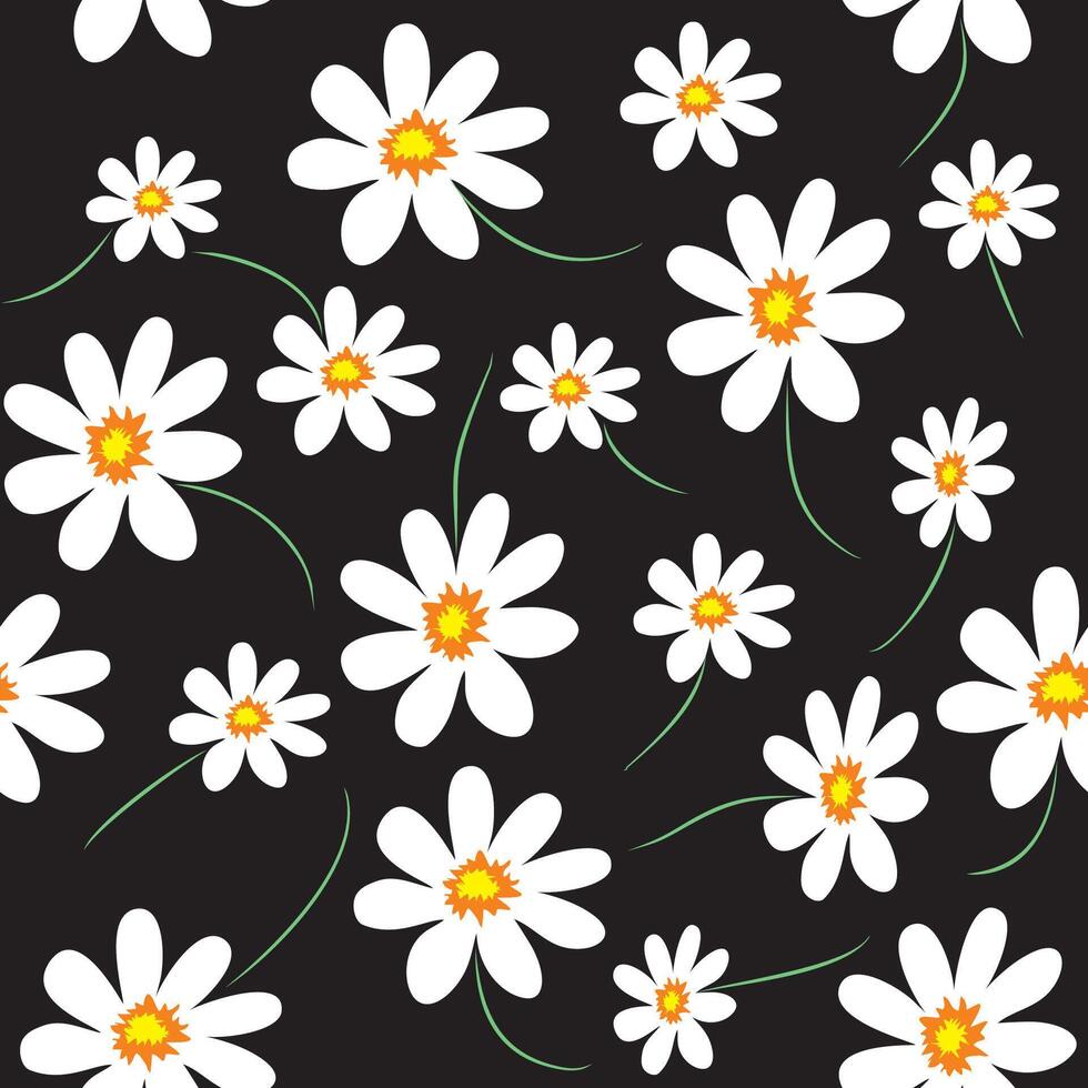 Daisy seamless pattern. For fabric print, wallpaper, wrapping paper design vector