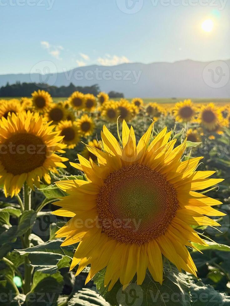 Sunflowers in a field in the summer photo
