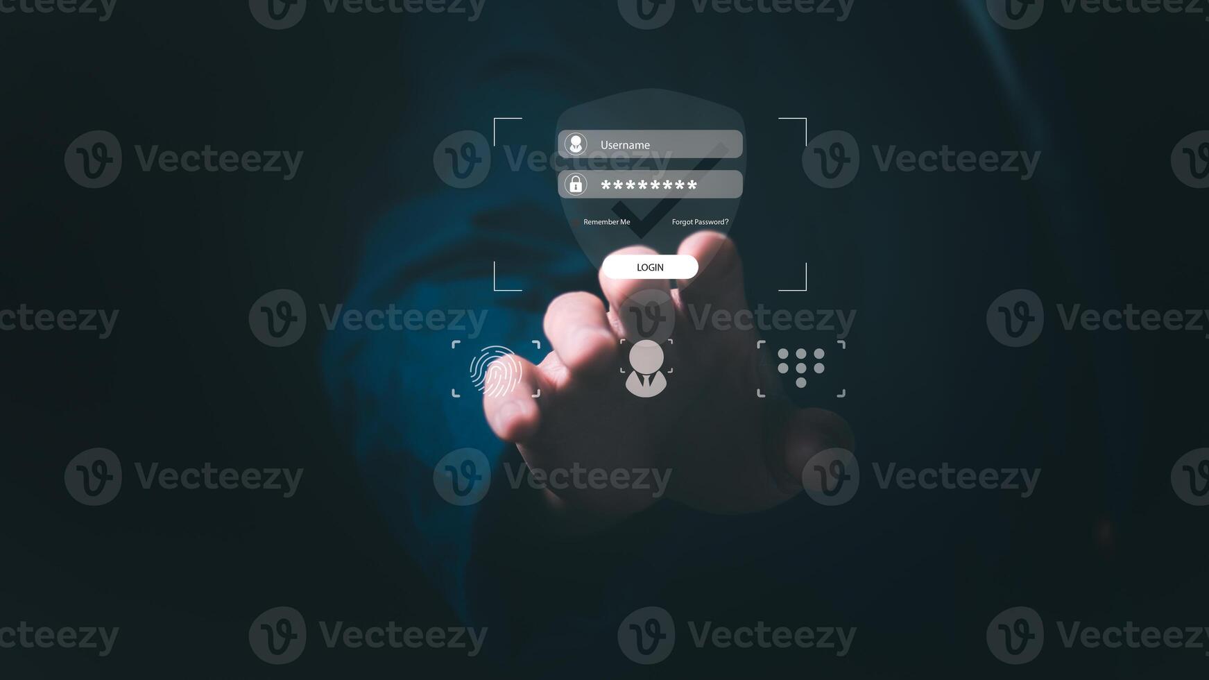 Data Information protection and encryption using network technology for security to prevent crime, hackers, and online attacks. Technology and information security in everyday life. Authentication. photo