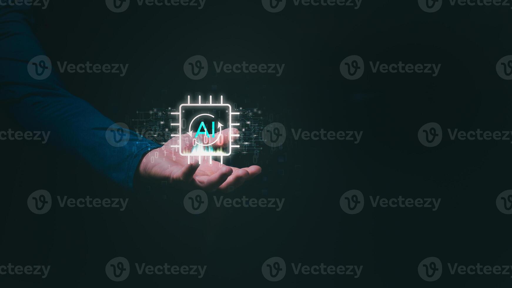 The concept of revolution in digital AI technology and supporting technology in business plans, marketing success, users show AI, intelligent systems help develop and create future technology. photo