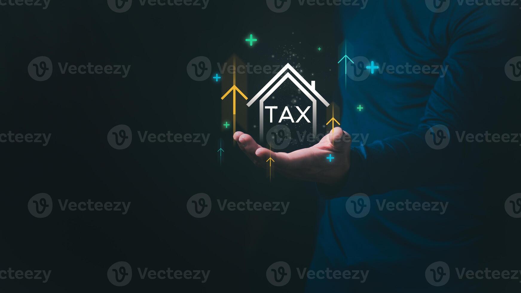 Property Tax Increase, Businessmen are showing the growth of real estate investment tax that indicates investors are interested in investing in houses, condos, and land, Interest rates and inflation photo