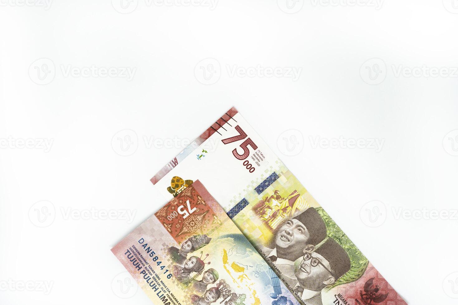 Indonesian Rupiah the official currency of Indonesia in white background photo