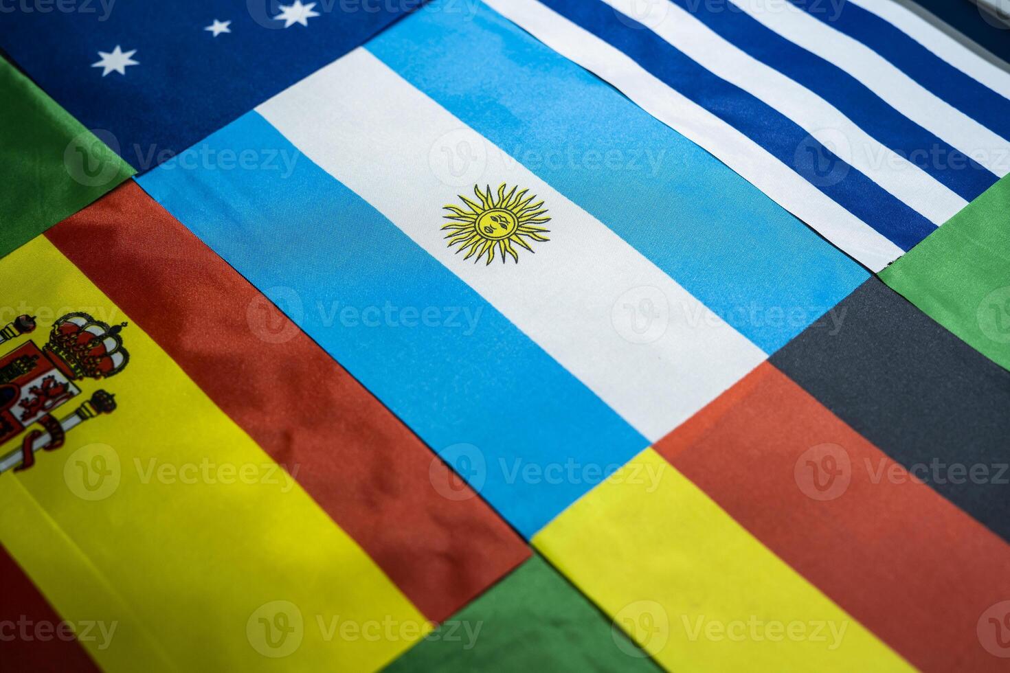 Argentinian Flag with Background of Other National Flags photo