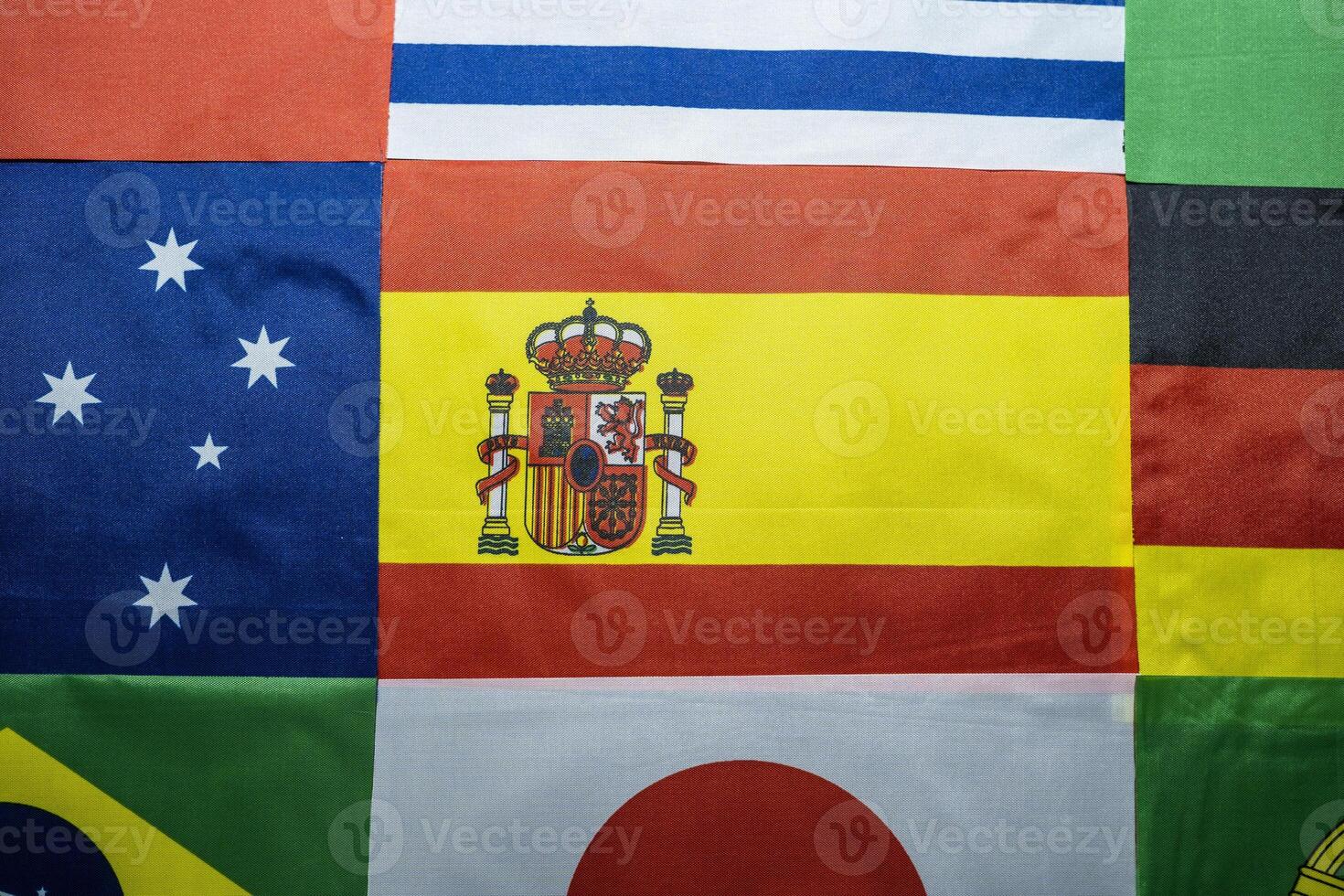 Spain flag of the participating countries in the international championship tournament photo