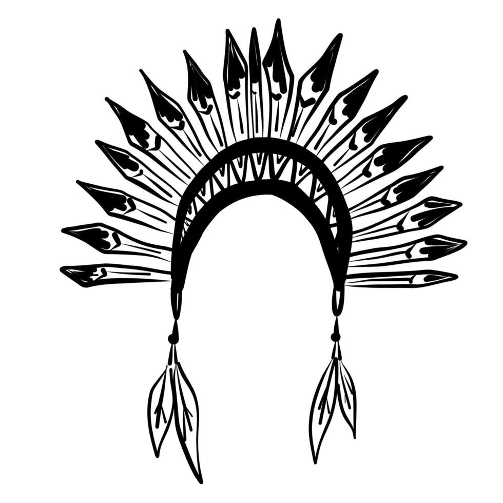 Intricate design of a feather headdress with artistic detailing, showcasing cultural significance and traditional elements vector