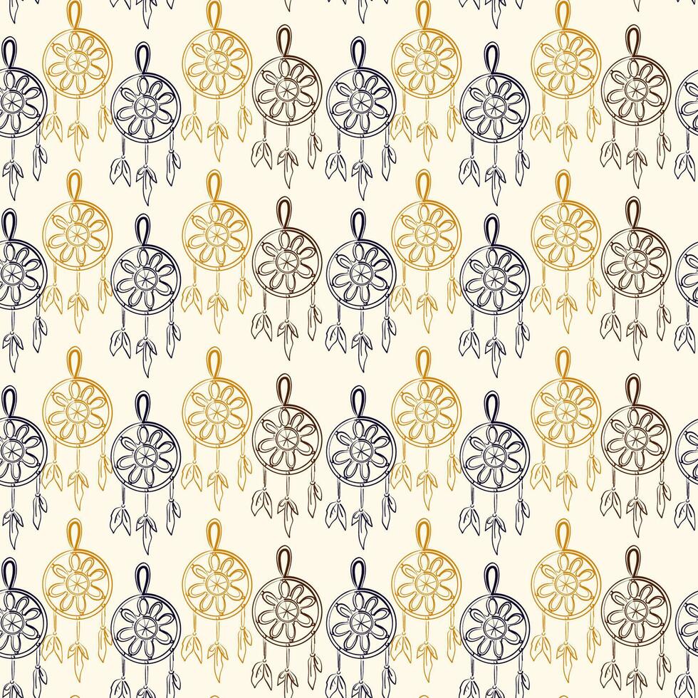 Dreamcatcher pattern with floral designs in various colors on a light background for decorative use vector