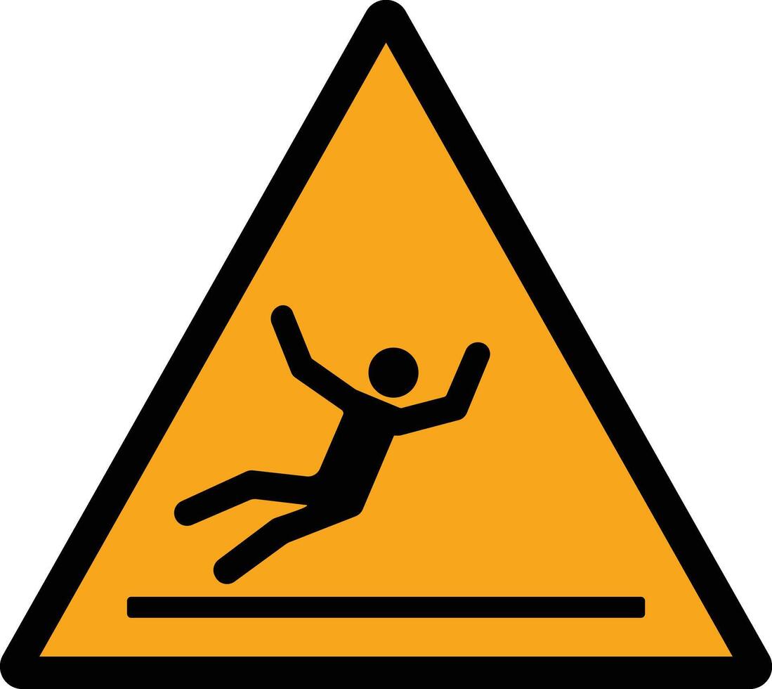 Slippery Floor Warning Sign . Yellow Triangle with Falling Person Pictogram Illustration vector