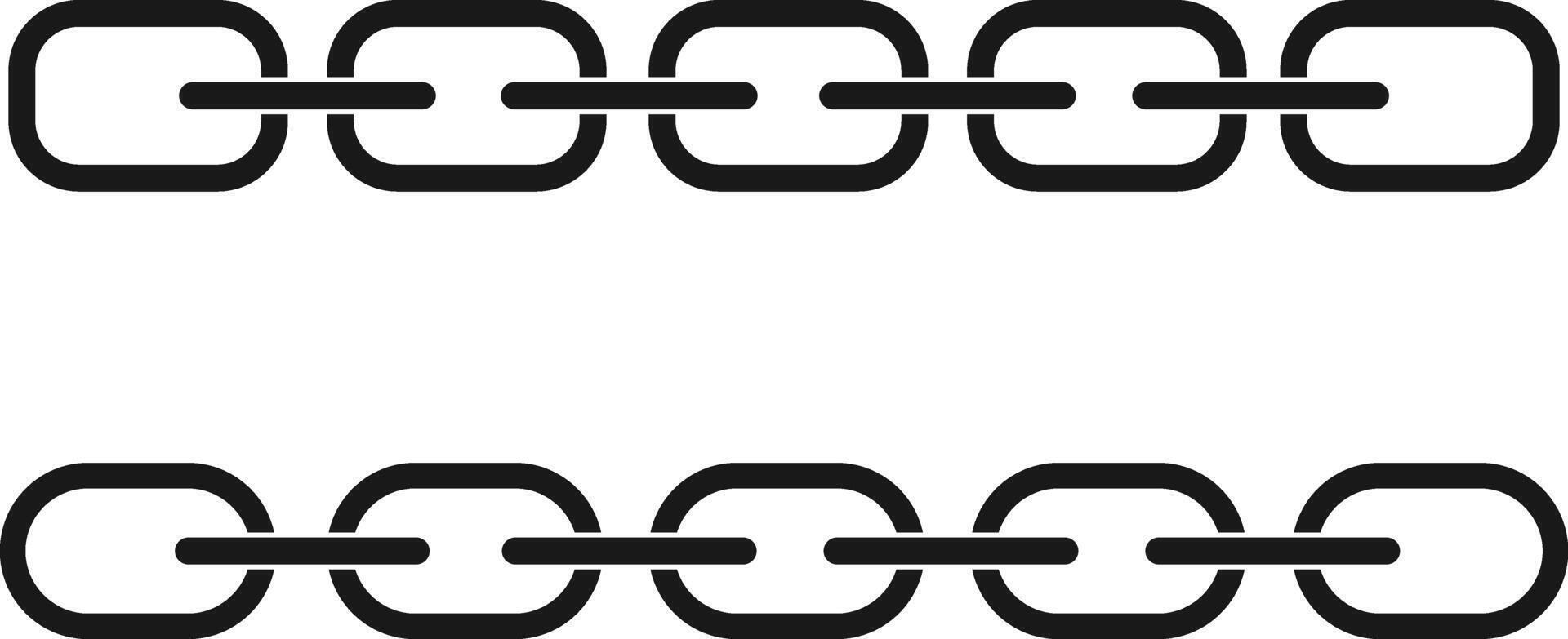 Set of Horizontal Linked Chains . Interlocked Oval Links in Parallel Sequence Illustration vector