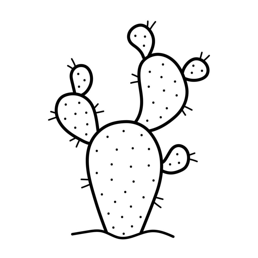 Cactus with prickles. Hand drawn icon of desert south plant in sketch doodle style. Isolated illustration. vector