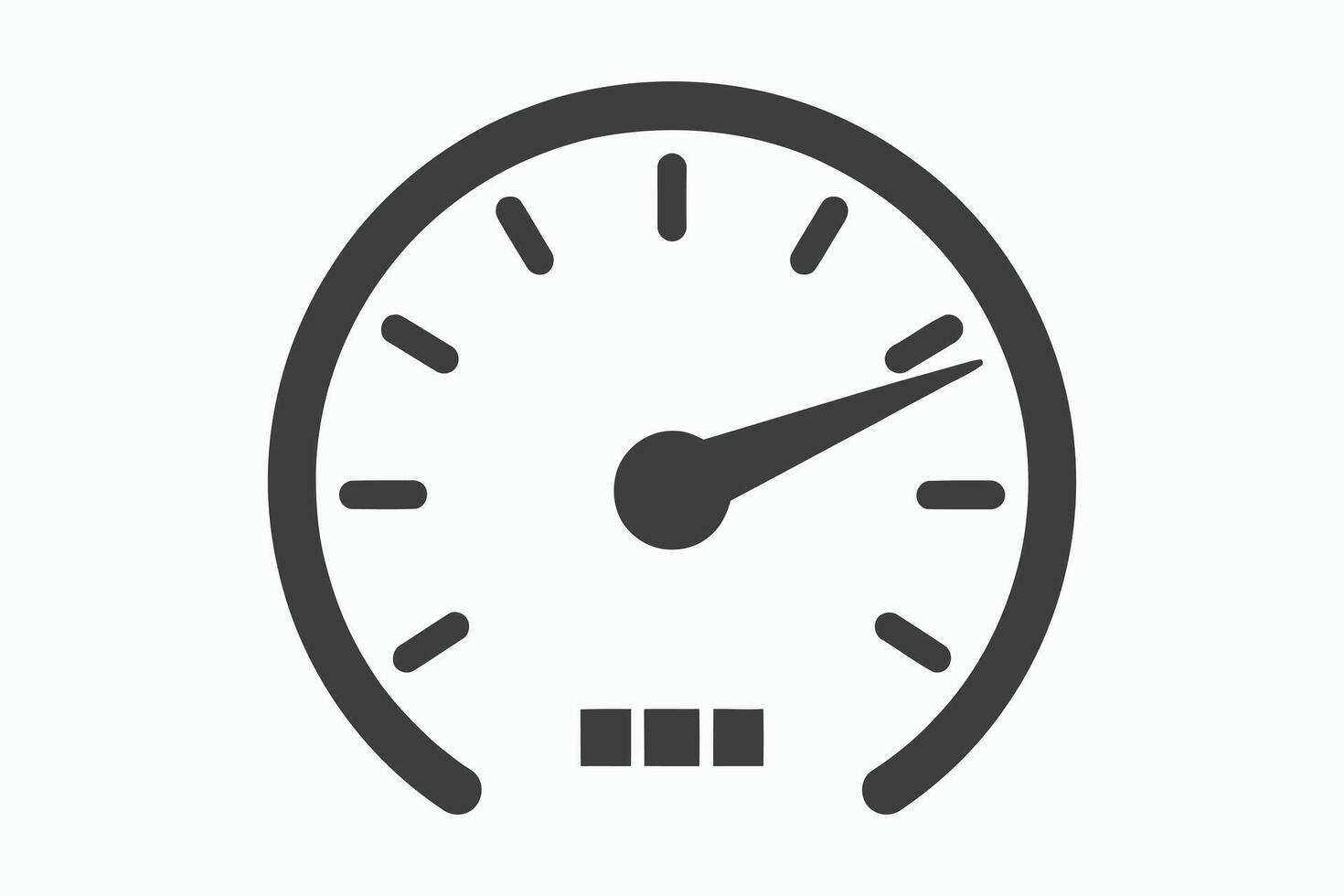 Simple dark gray speedometer icon with needle pointing to the right on a white background vector