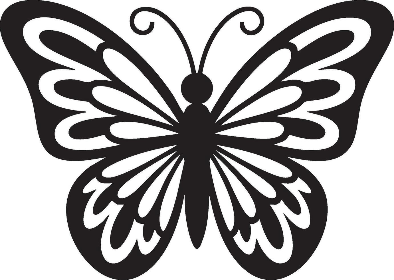 Black and White Butterfly Silhouette - Minimalist Symmetrical Wing Design vector