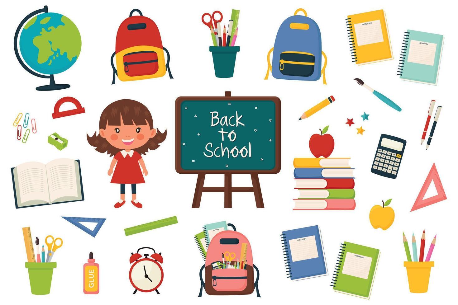 Back to school illustration with supplies vector