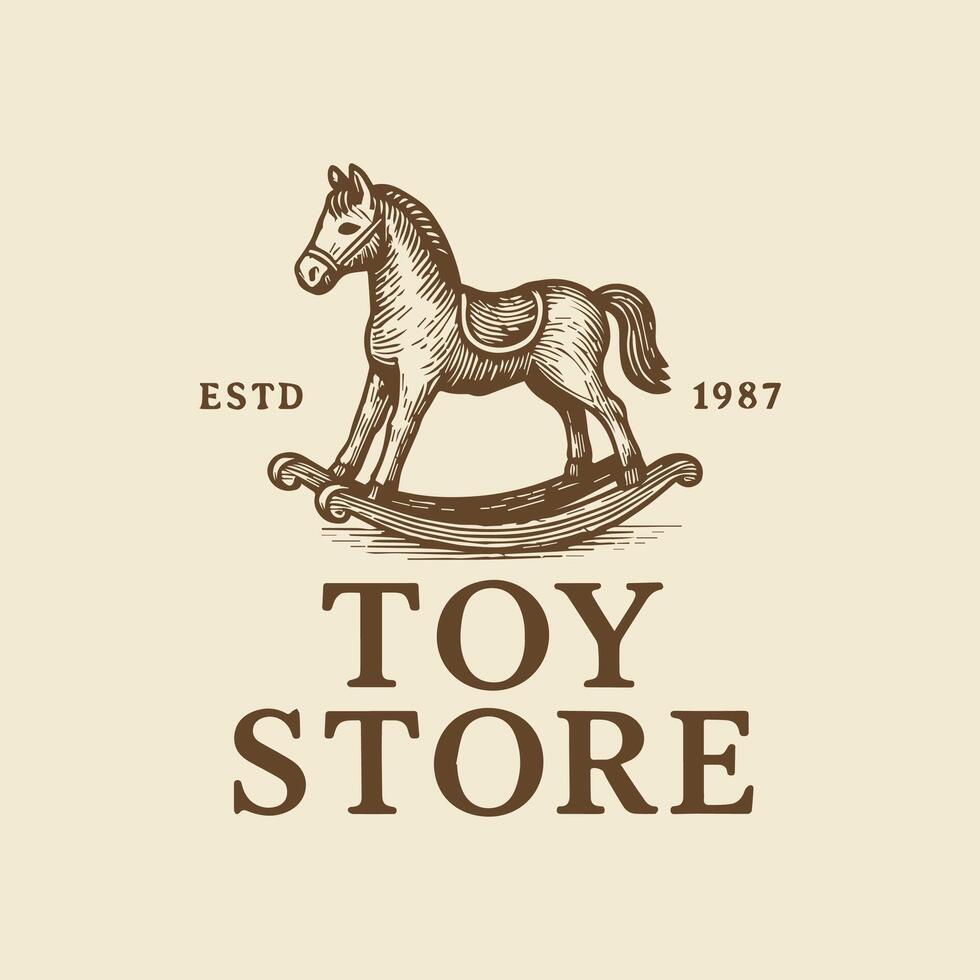 Charming Toy Store Logo Featuring a Classic Rocking Horse Design vector
