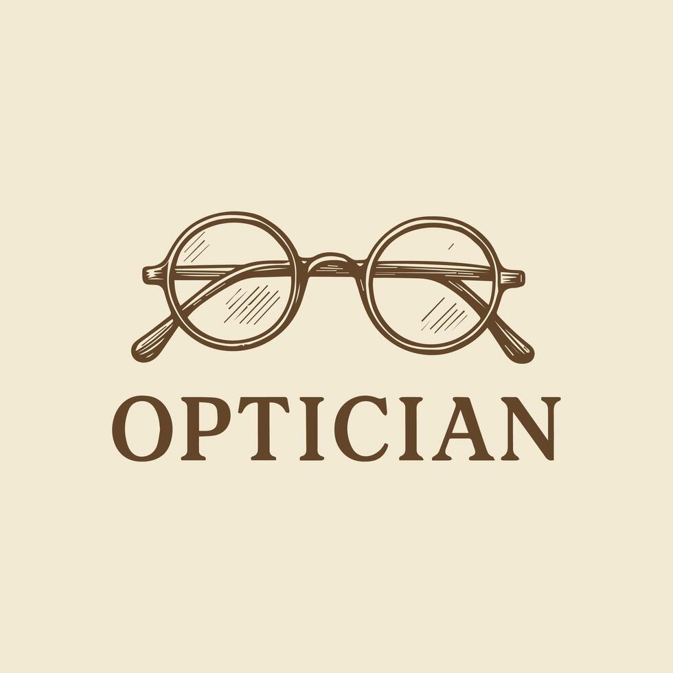 Vintage Eyeglasses Design A Classic Optician Logo Concept Image vector