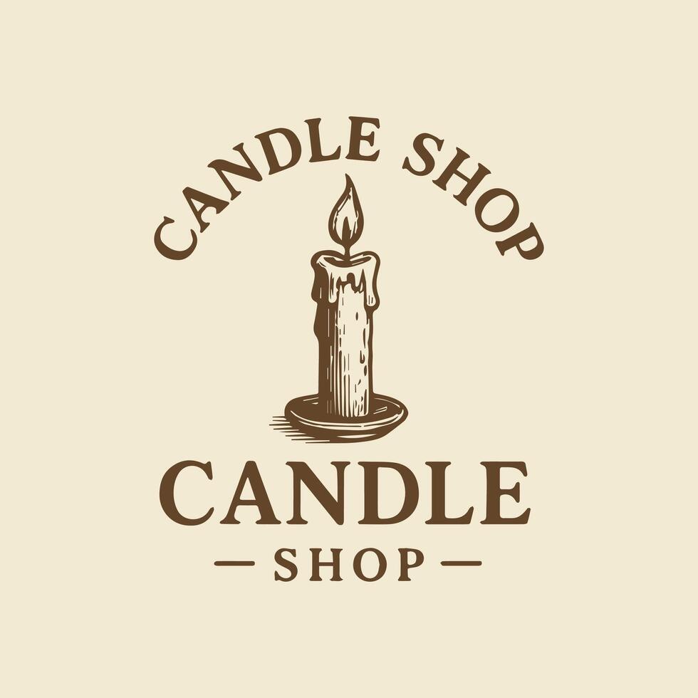 Vintage Candle Shop Logo Design Warm and Inviting Atmosphere vector