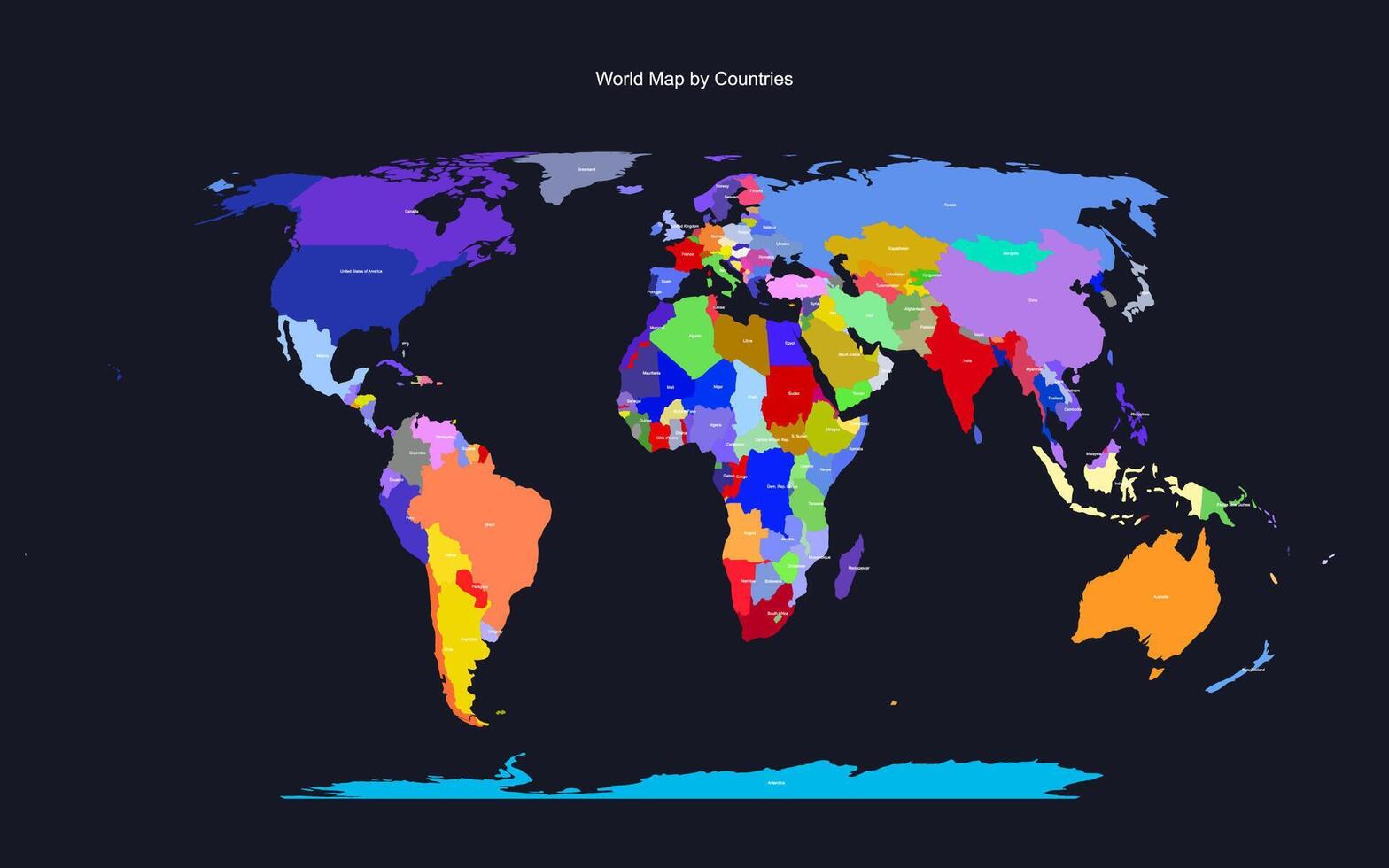 Colorful World Map by Countries for Education vector