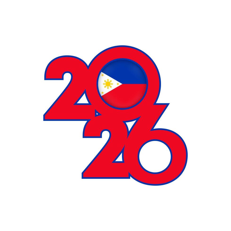 2026 banner with Philippines flag inside. vector