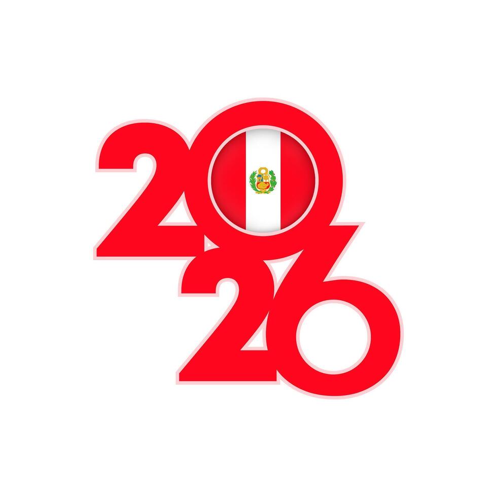 2026 banner with Peru flag inside. vector