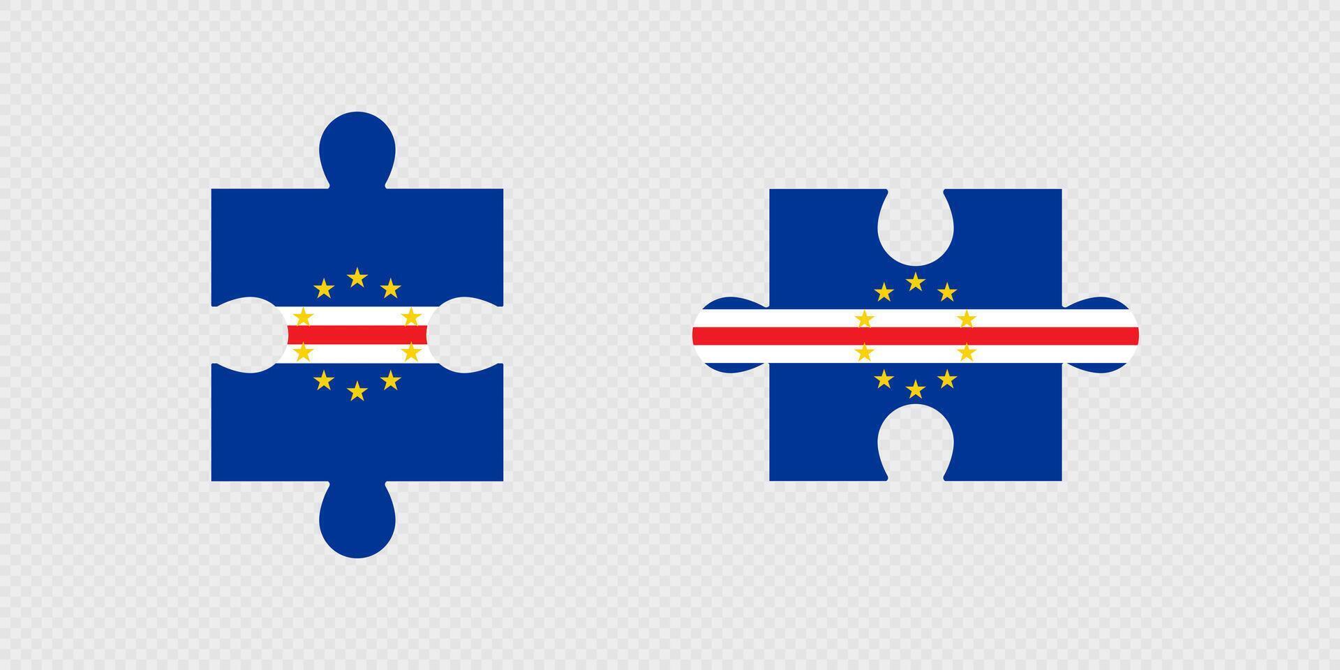 Puzzle Pieces with Cape Verde Flag. vector