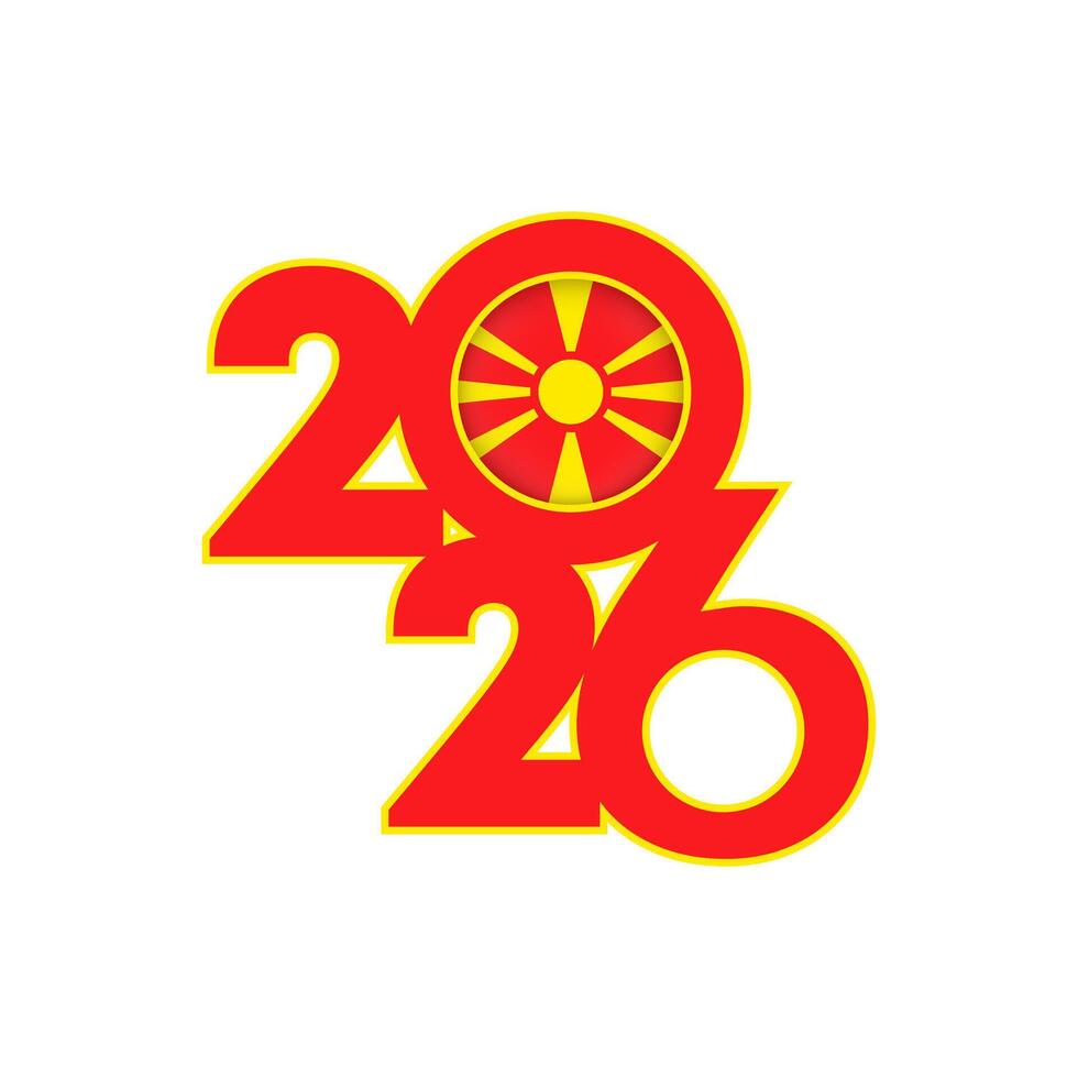 2026 banner with North Macedonia flag inside. vector