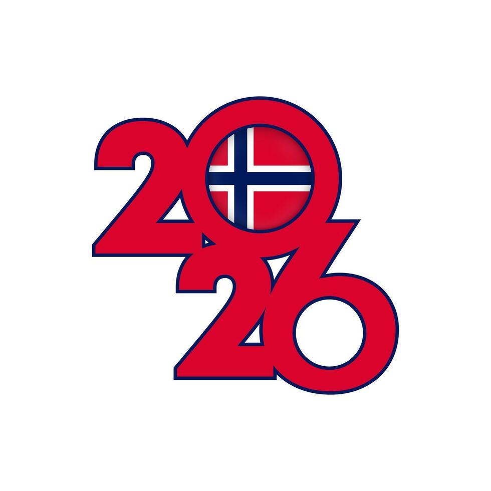2026 banner with Norway flag inside. vector