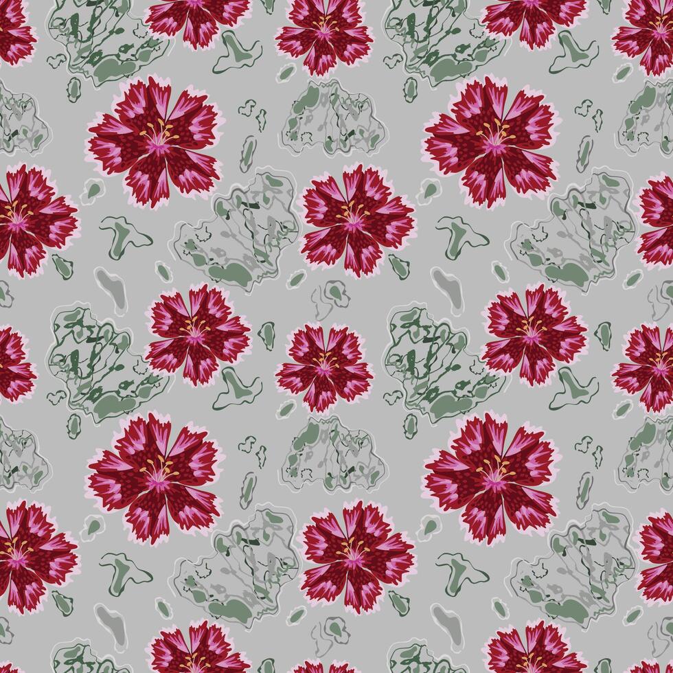 Colorful floral pattern design with red flowers vector