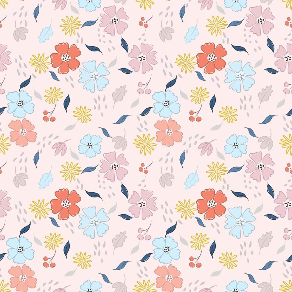 Floral pattern with colorful flowers vector