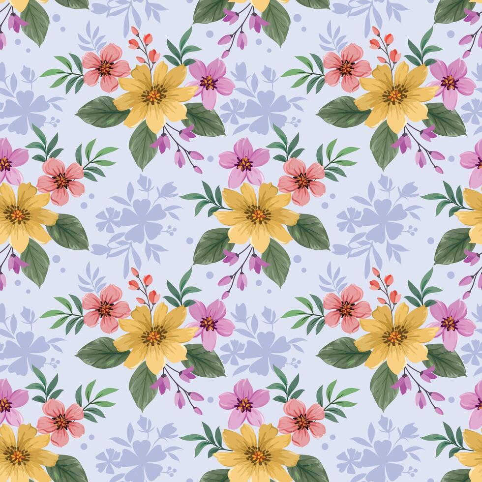 Floral pattern with yellow and pink flowers vector