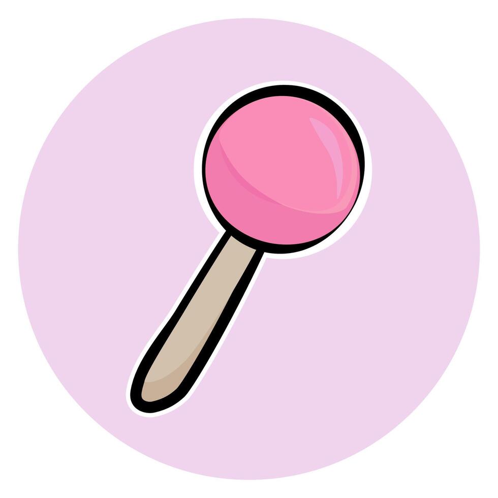 A colorful icon of a pink lollipop, perfect for use in candy, sweets, and childhood designs. vector