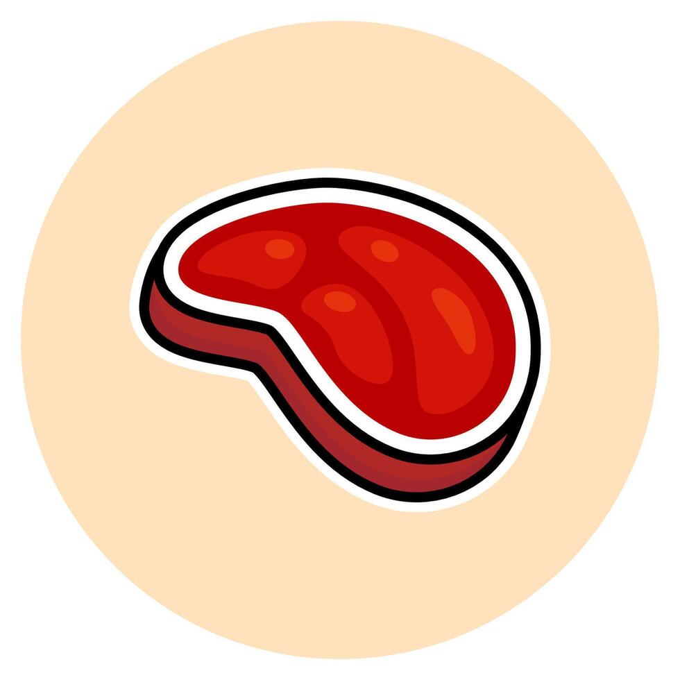 A detailed icon of a fresh red meat slice, perfect for use in food, butcher, and culinary designs. vector