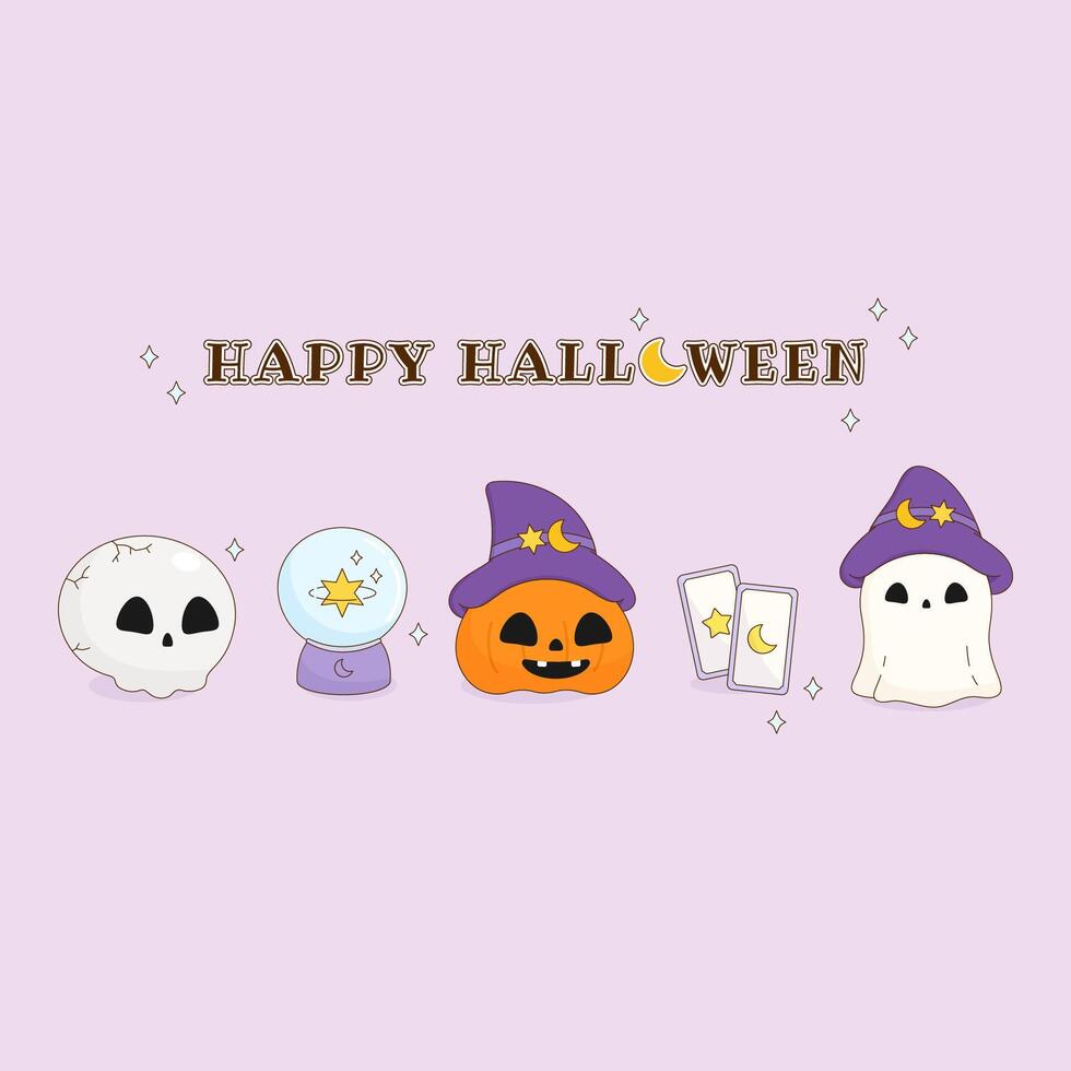 cute happy halloween festival vector