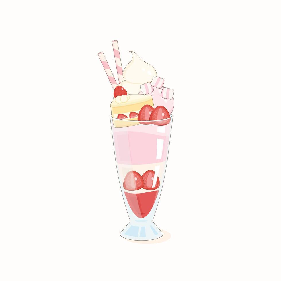 strawberry parfait dessert vector