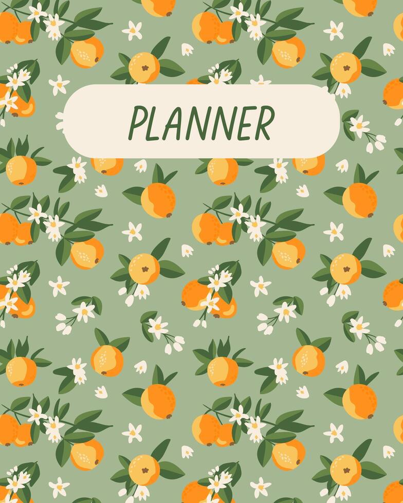 Colorful floral planner design vector