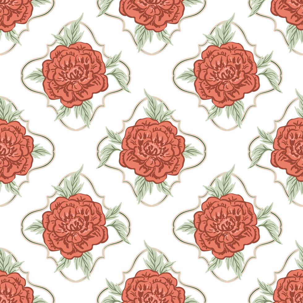 Floral pattern with red roses vector