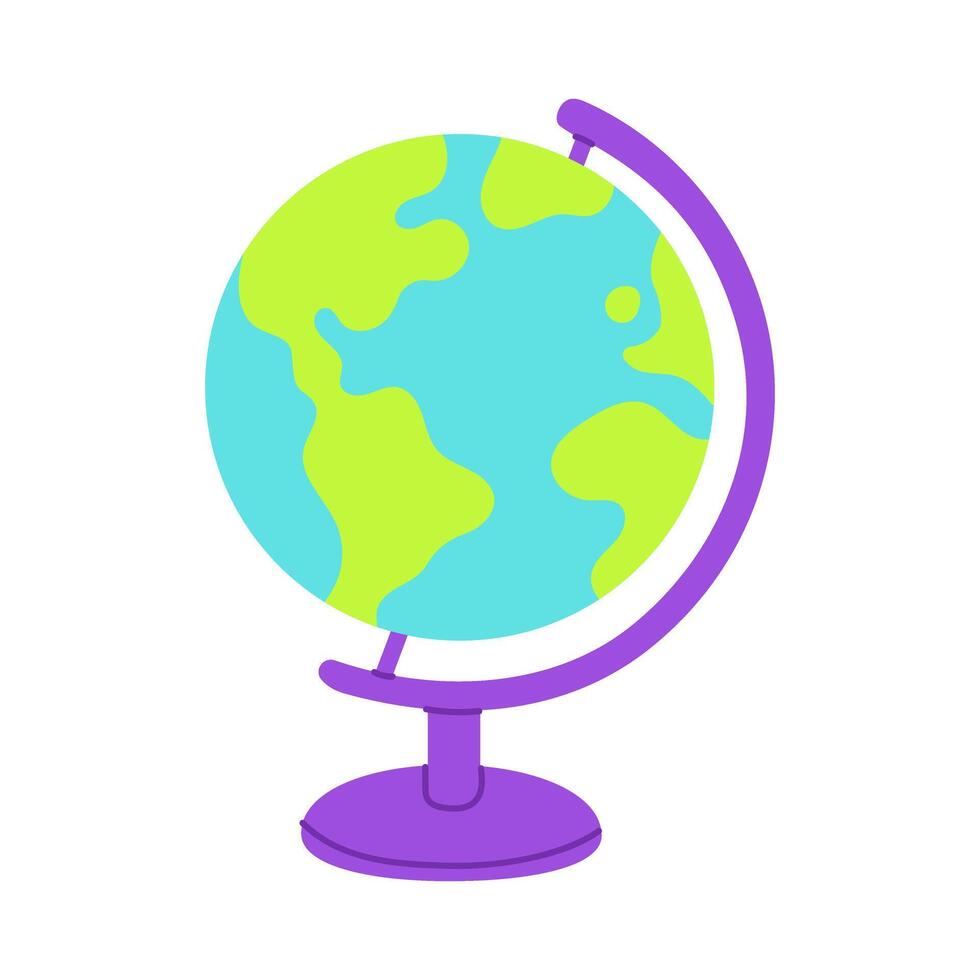 A globe with a purple base and a green and blue globe. The globe is on a white background vector