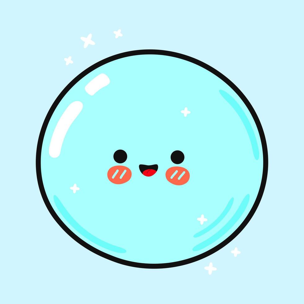 A cheerful cartoon bubble smiles, creating a cute and playful scene. vector