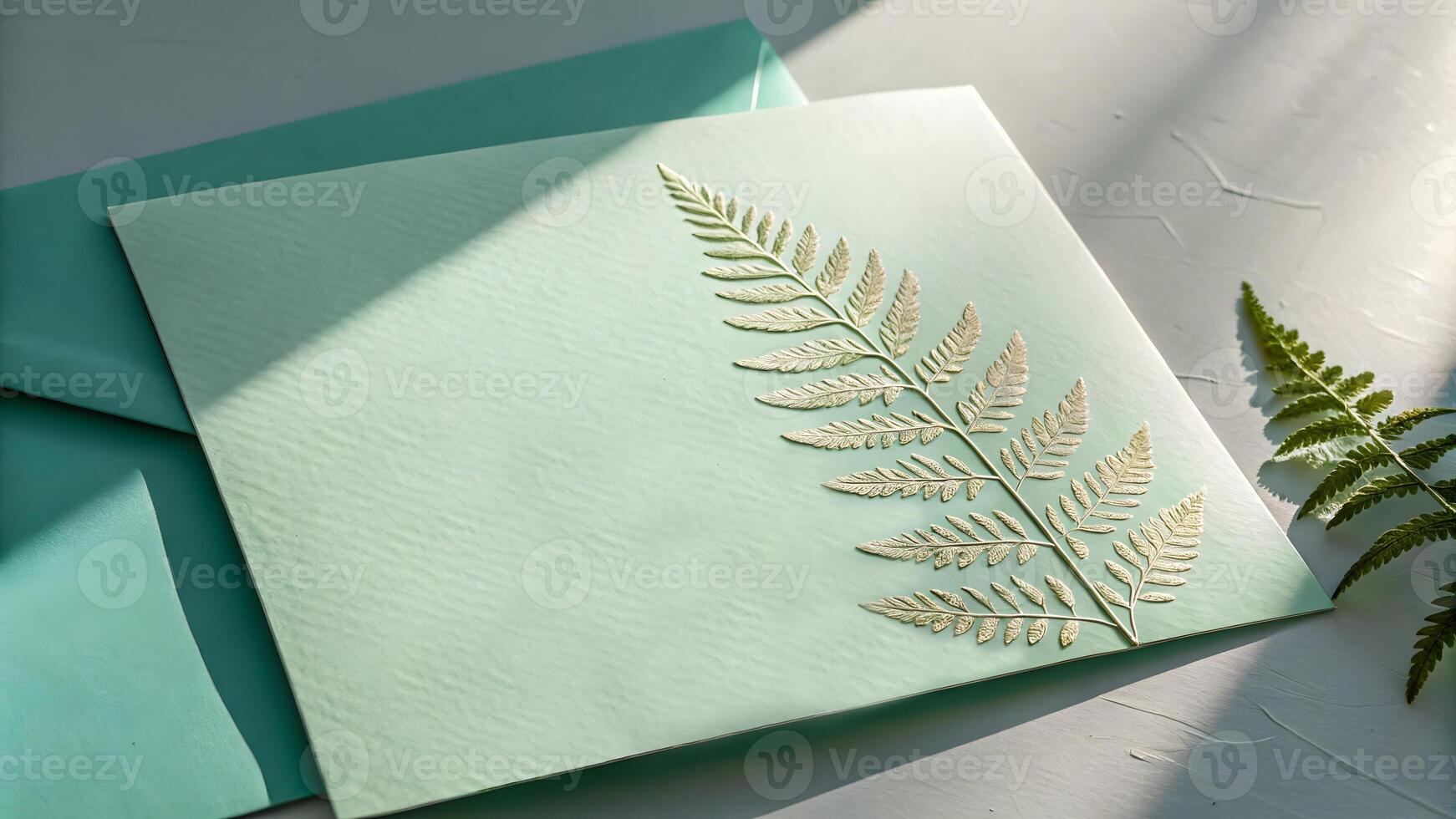 Elegant Fern Embossed Card and Envelope photo