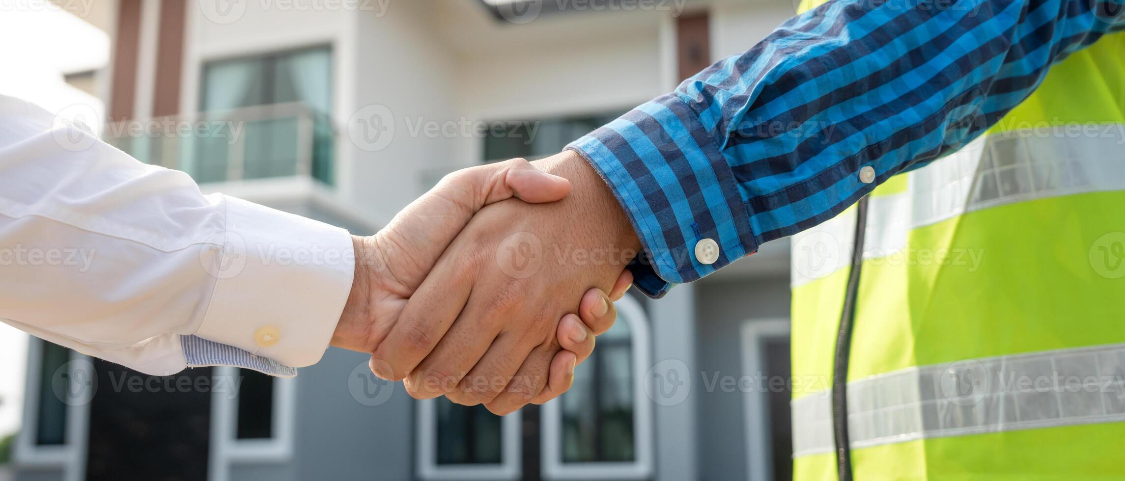 team hand shaking greeting start up plan new project contract in office center at construction site, industry ,architecture, partner, teamwork, agreement, property, contacts photo