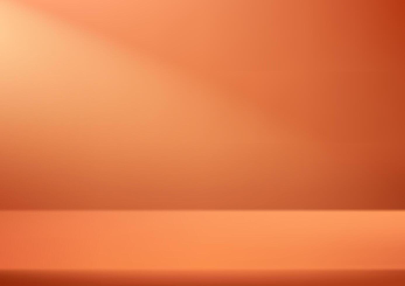 Empty Orange studio room background Space for selling products, backdrop, wallpaper, background, text. Empty Room Studio with table. illustration. vector