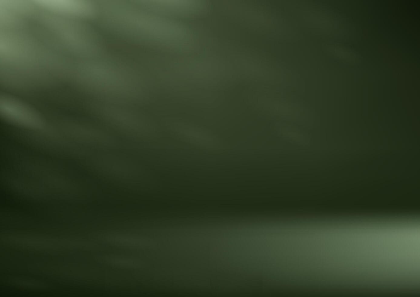 Empty Dark Green studio room background with shadow leaves space for selling products, backdrop, wallpaper, background, text. illustration. vector