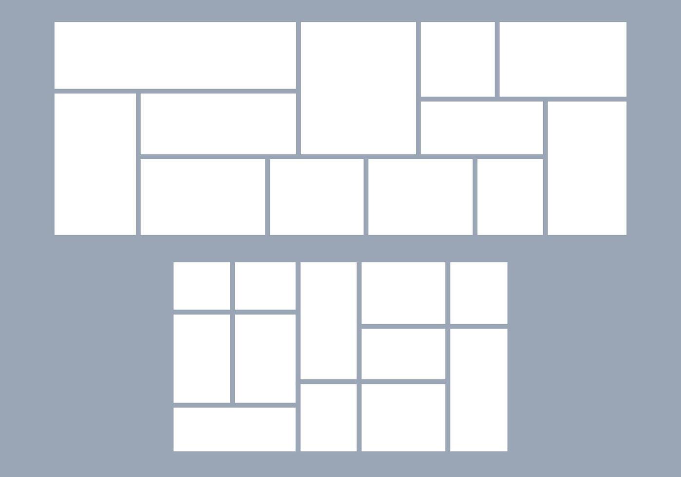 Picture frame with photo layout and mosaic template for collage or moodboard. Background board or album for diary, flyer, or horizontal comic panel. Works well for storyboard or cartoon page. vector
